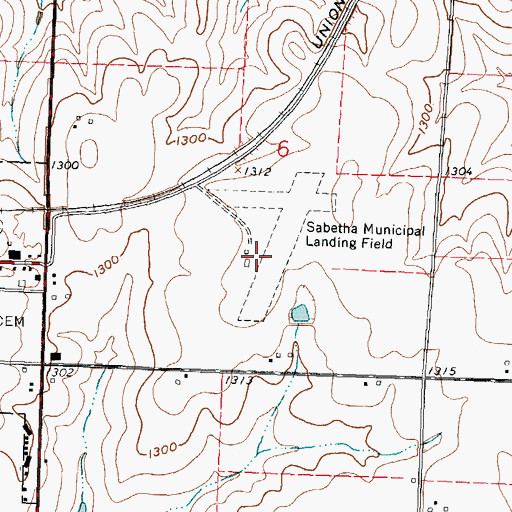 Topographic Map of Sabetha Municipal Airport, KS