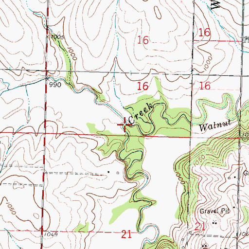 Topographic Map of Mulberry Creek, KS