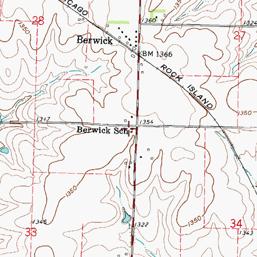 Topographic Map of Berwick School, KS