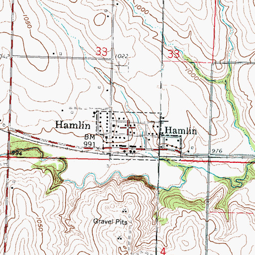 Topographic Map of Hamlin, KS