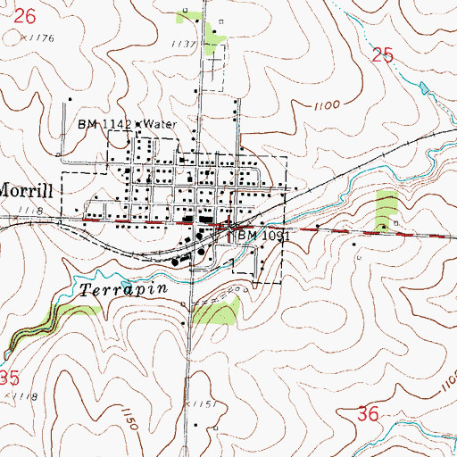 Topographic Map of Morrill, KS