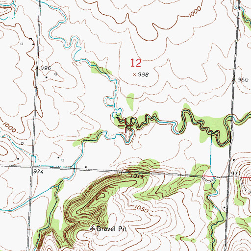Topographic Map of Pedee Creek, KS