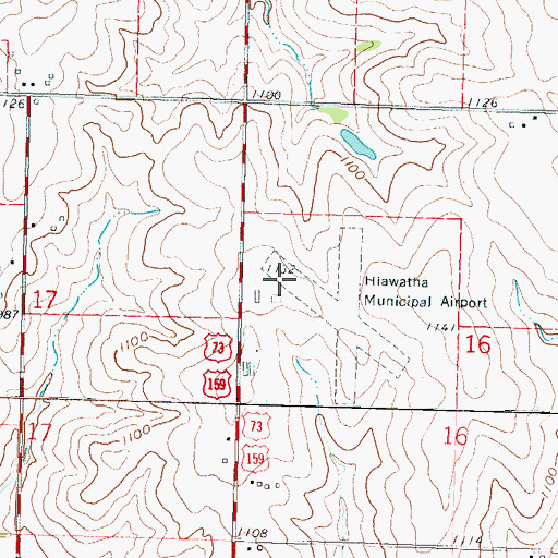 Topographic Map of Hiawatha Municipal Airport, KS
