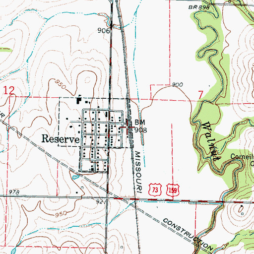Topographic Map of Reserve, KS