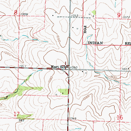 Topographic Map of Hart School, KS