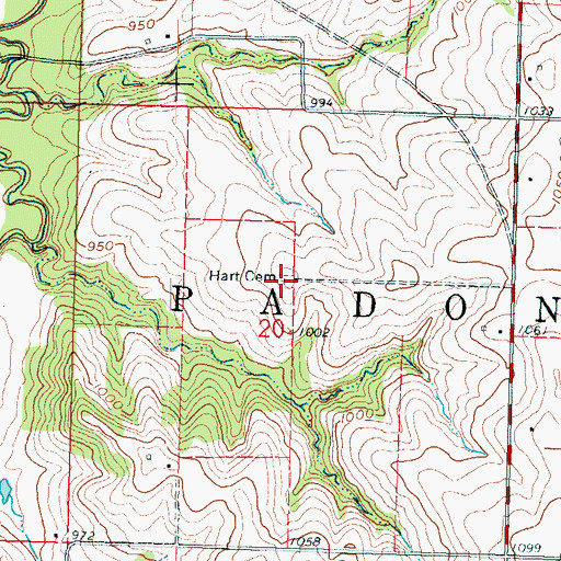 Topographic Map of Hart Cemetery, KS