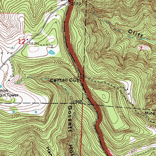 Topographic Map of Calftail Cut, AR