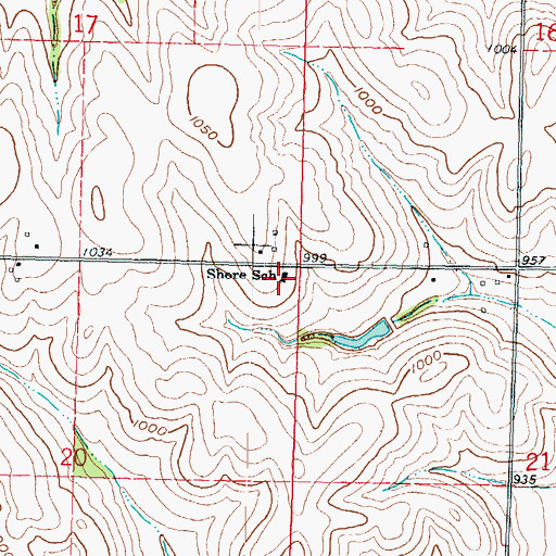 Topographic Map of Shore School, KS