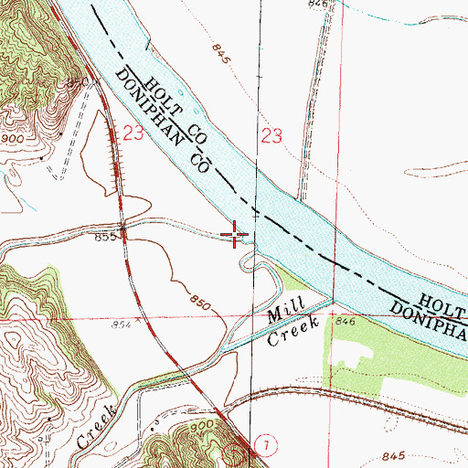 Topographic Map of Cedar Creek, KS