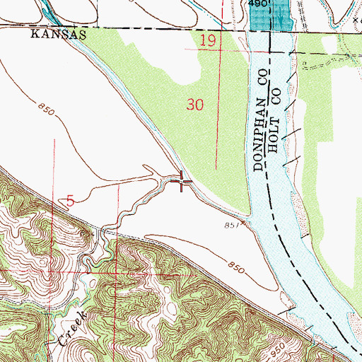 Topographic Map of Nolands Creek, KS