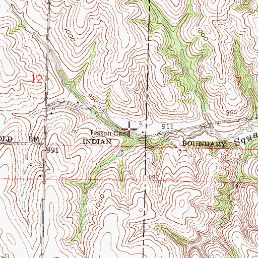 Topographic Map of Tesson Cemetery, KS