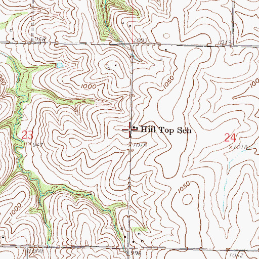 Topographic Map of Hill Top School, KS