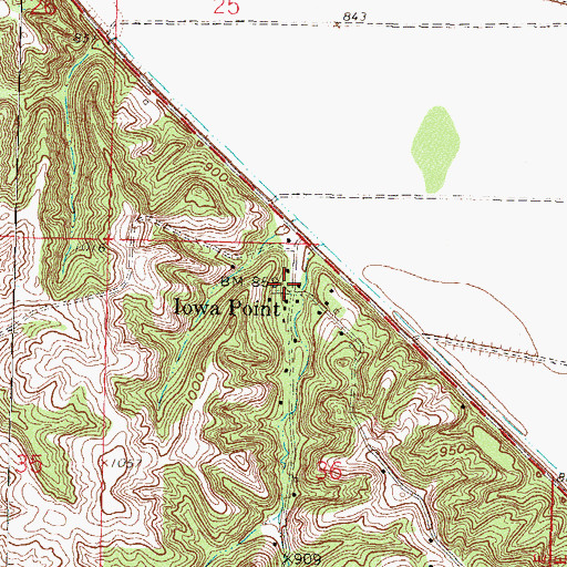 Topographic Map of Iowa Point, KS