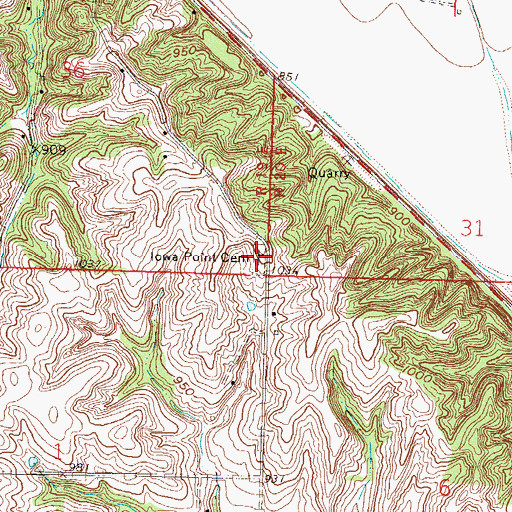 Topographic Map of Iowa Point Cemetery, KS