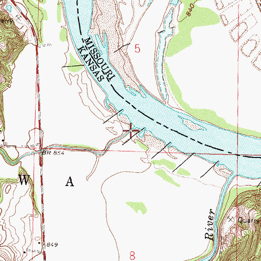 Topographic Map of Mission Creek, KS