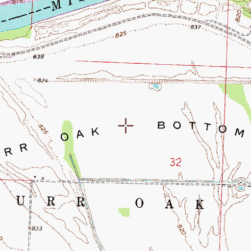 Topographic Map of Burr Oak Bottom, KS