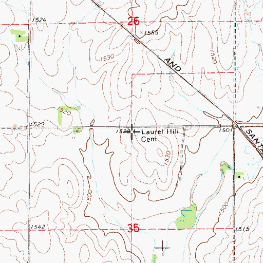 Topographic Map of Laurel Hill Cemetery, KS