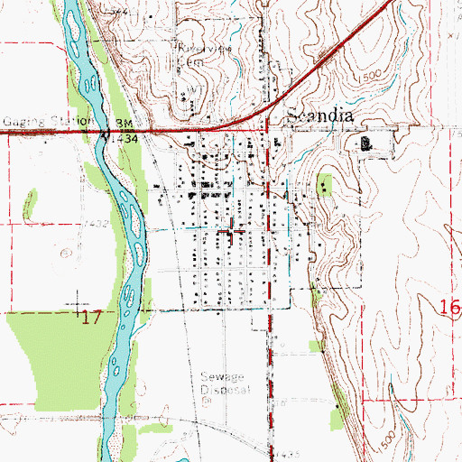 Topographic Map of Scandia, KS