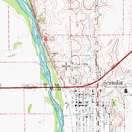 Topographic Map of Riverview Cemetery, KS