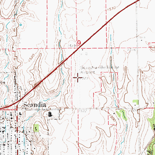 Topographic Map of Scandia-Belleville Airport (historical), KS