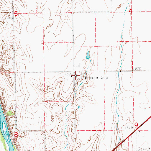 Topographic Map of Lutheran Cemetery, KS