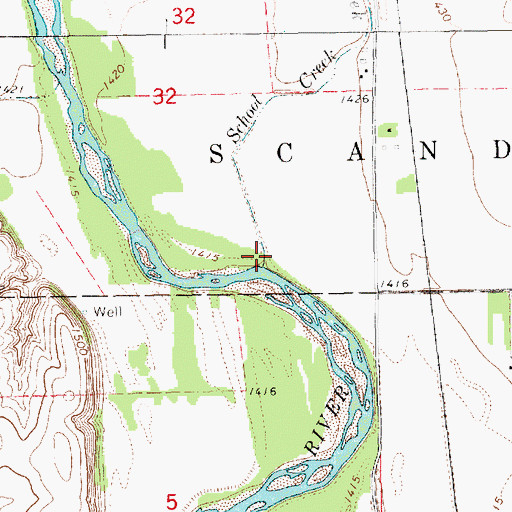Topographic Map of School Creek, KS