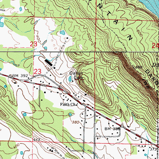 Topographic Map of Callan Cemetery, AR
