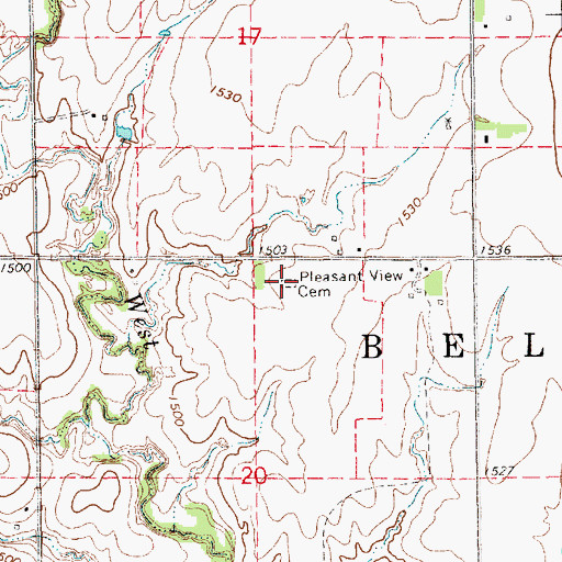Topographic Map of Pleasant View Cemetery, KS