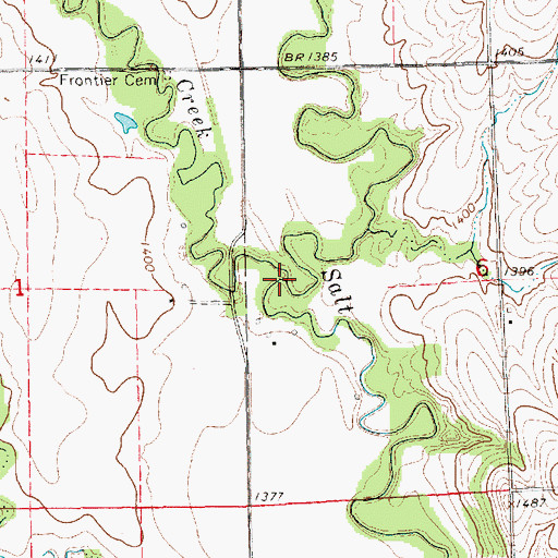 Topographic Map of Riley Creek, KS