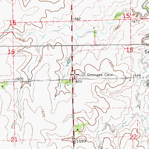 Topographic Map of Saint Georges Cemetery, KS