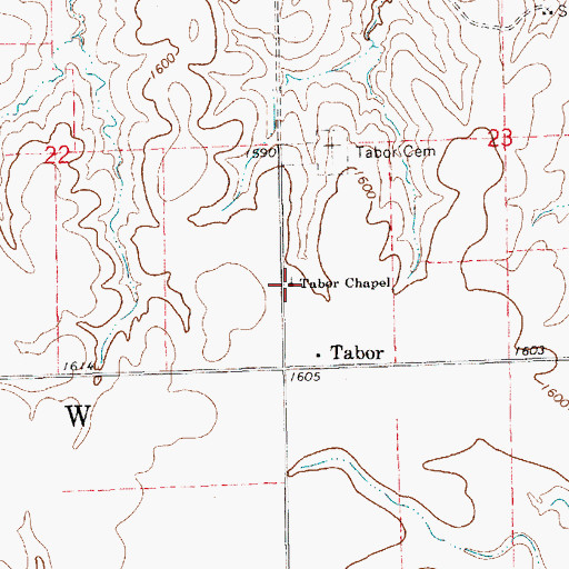 Topographic Map of Tabor Chapel, KS