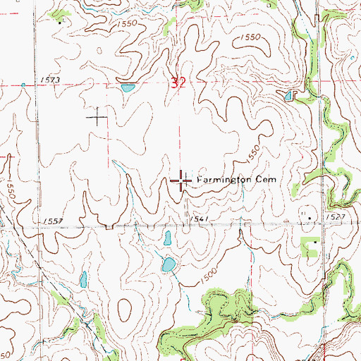 Topographic Map of Farmington Cemetery, KS