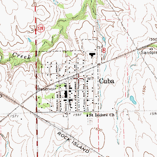 Topographic Map of Cuba, KS