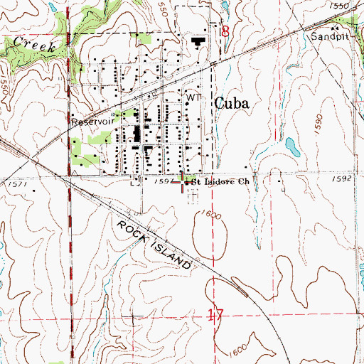Topographic Map of Saint Isidore Catholic Church, KS