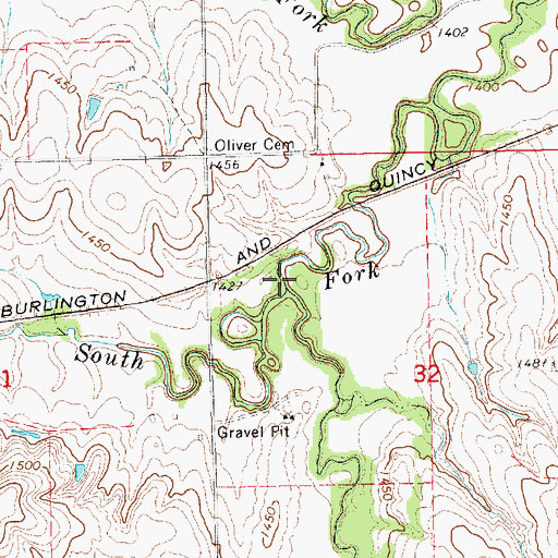 Topographic Map of Davis Creek, KS