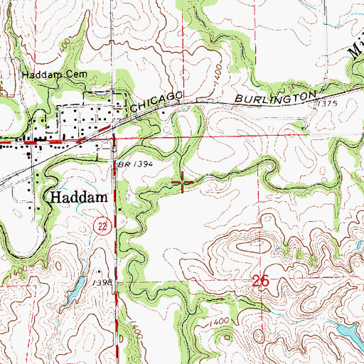 Topographic Map of Mulberry Creek, KS