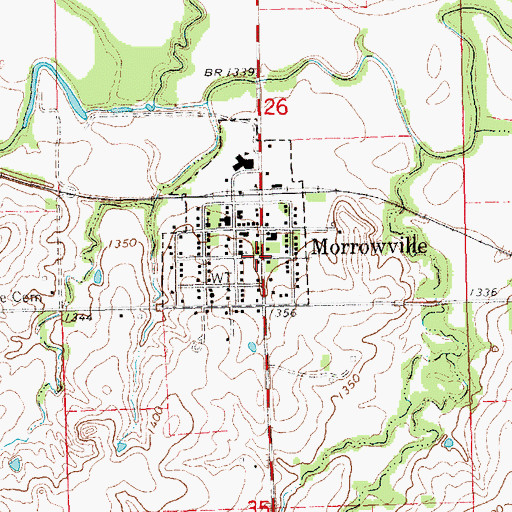 Topographic Map of Morrowville, KS