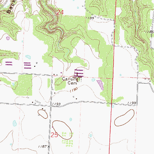 Topographic Map of Callum Cemetery, AR