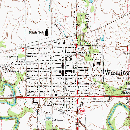 Topographic Map of Washington, KS