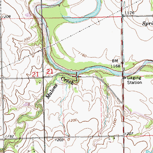 Topographic Map of Malone Creek, KS