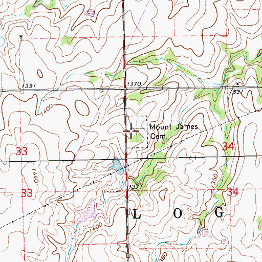 Topographic Map of Mount Jesus Cemetery, KS