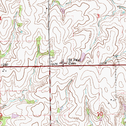 Topographic Map of Saint Paul Cemetery, KS