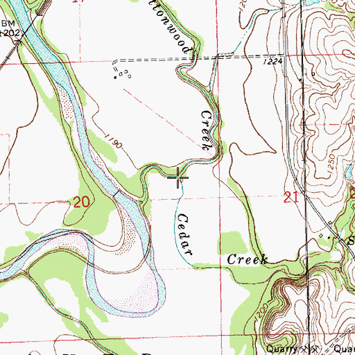 Topographic Map of Cedar Creek, KS