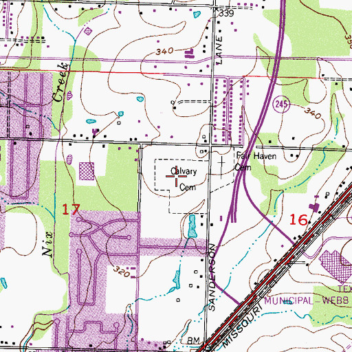 Topographic Map of Calvary Cemetery, AR