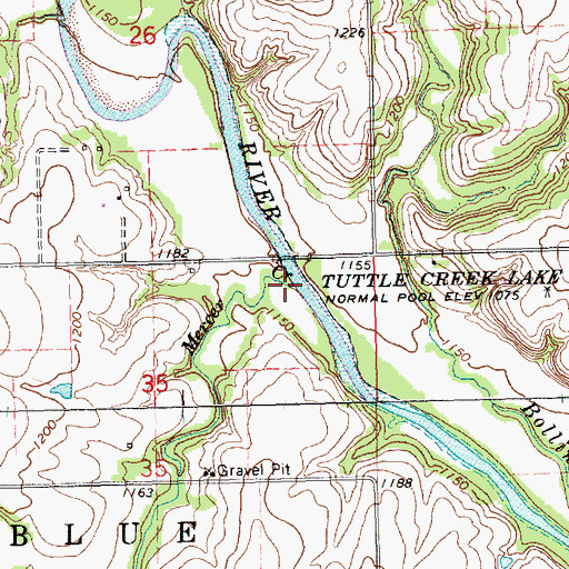 Topographic Map of Mercer Creek, KS