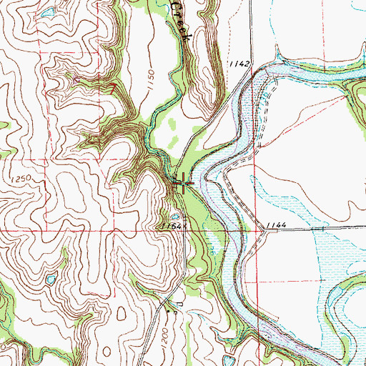 Topographic Map of Hop Creek, KS