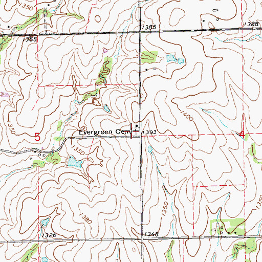 Topographic Map of Evergreen Cemetery, KS