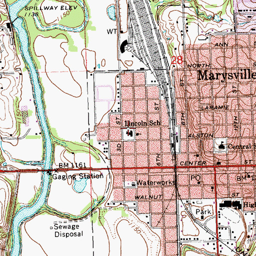 Topographic Map of Lincoln Elementary School (historical), KS