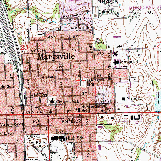 Topographic Map of Dargatz Park, KS