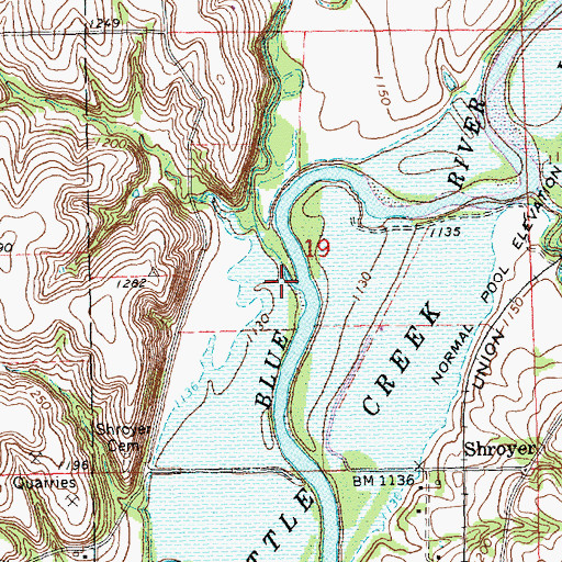 Topographic Map of Dutch Creek, KS